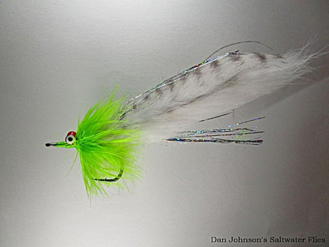 Double Bunny Pike Fly - Chartreuse Barred White (WW1799)