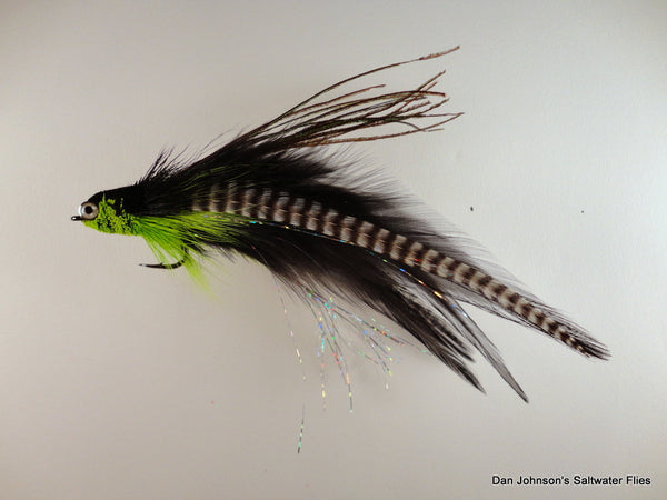 Flat Nose Andino Deceiver - Chartreuse Grizzly Black, Hackle  IF134