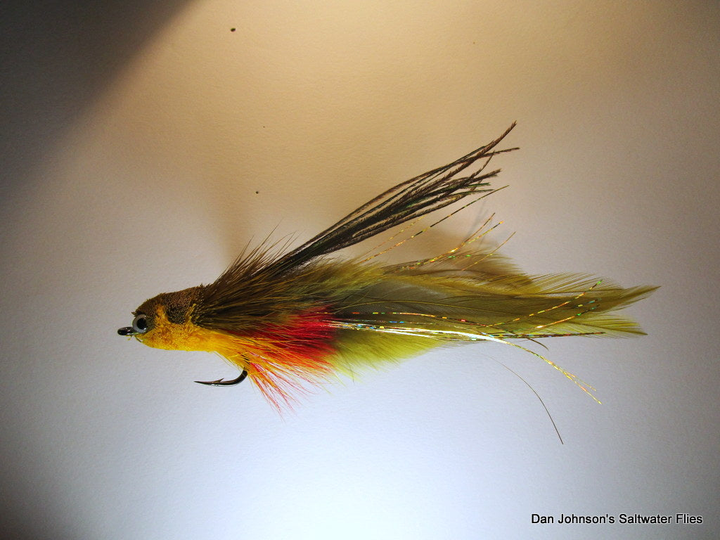 Flat Nose Andino Deceiver - Olive Yellow Red, Hackle  IF693