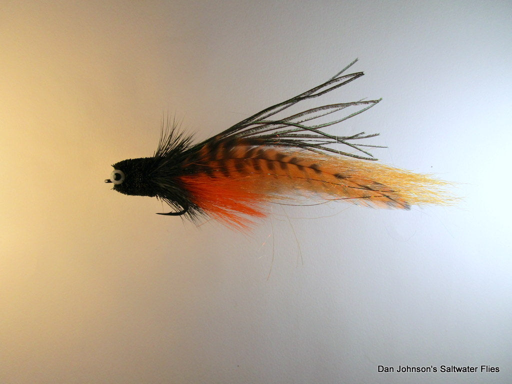 Flat Nose Andino Deceiver - Black Orange Grizzly, Hackle IF161E