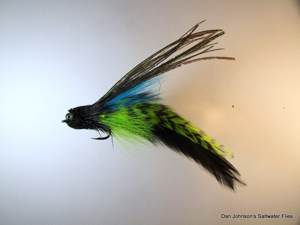 Flat Nose Andino Deceiver - Black Blue Chartreuse, Hackle  IF010G