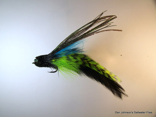 Flat Nose Andino Deceiver - Black Blue Chartreuse, Hackle  IF010G