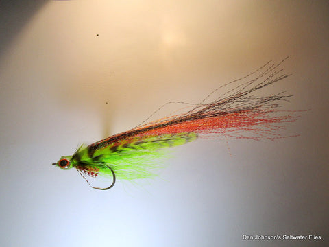 Puck's Not-So-Baby Peacock Streamer - Orange Chartreuse  IF316