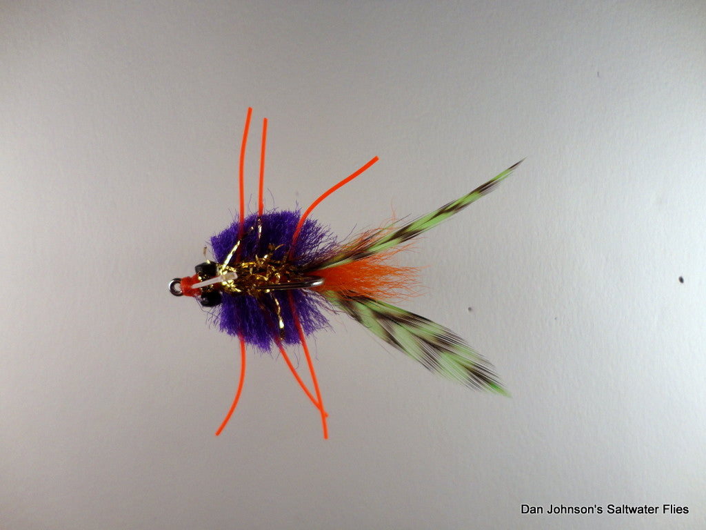 Mardi Gras Rattle Crab, Purple Orange Chartreuse - CB037