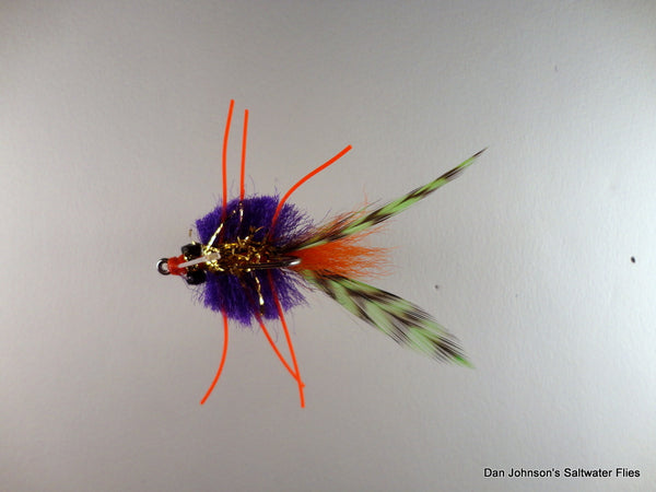 Mardi Gras Rattle Crab, Purple Orange Chartreuse - CB037